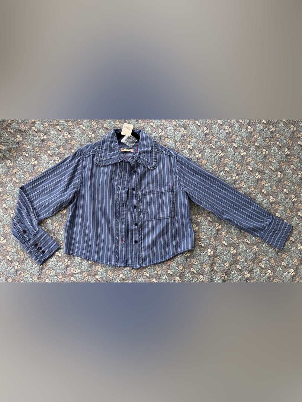 We The Free Blue Striped Button-Up Shirt - Picture 2 of 5